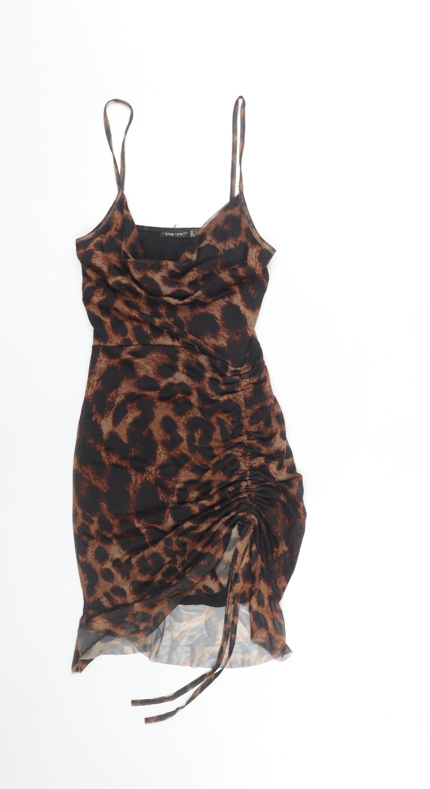I Saw It First Women Brown Animal Print Slip Dress Size 8