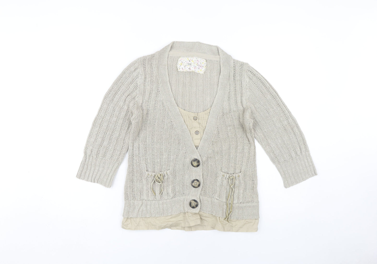 Next Women's Beige Cardigan Size 14 3/4 Sleeve