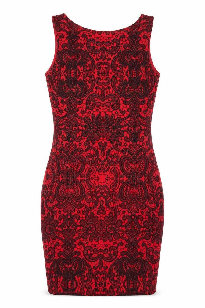 Lipsy Women's Red Bodycon Sleeveless Dress