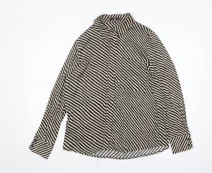 Mango Basics Women's Black Striped Button-Up Shirt