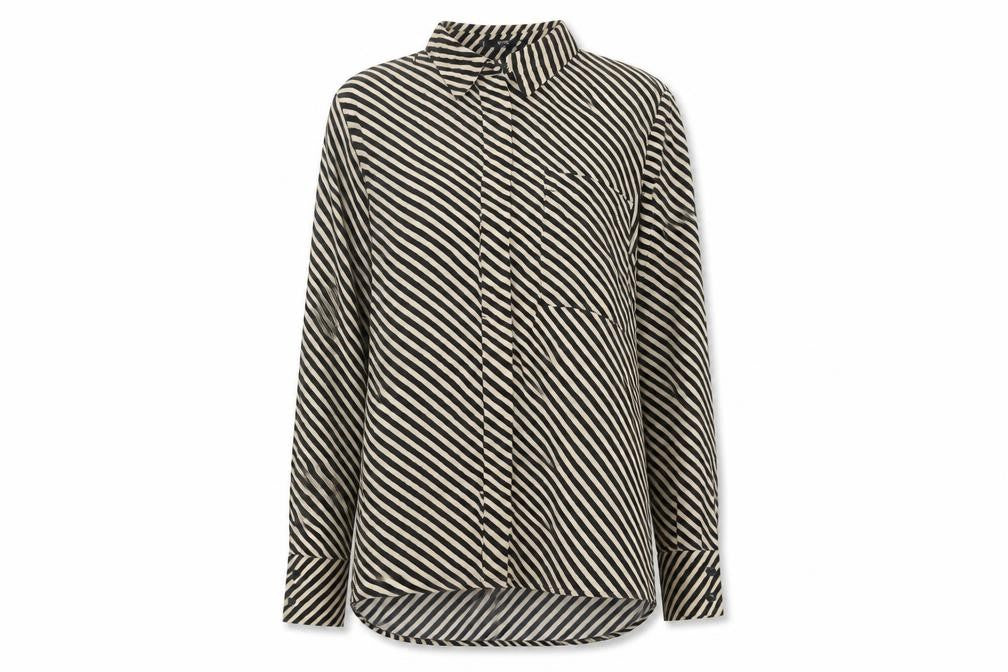 MNG Basics Women's Black Striped Button-Up Shirt