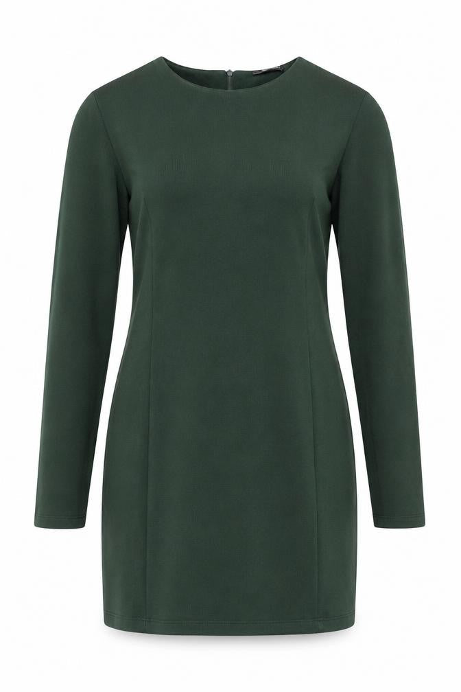 Zara Women’s Green Sheath Dress, M, Elegant Long Sleeve