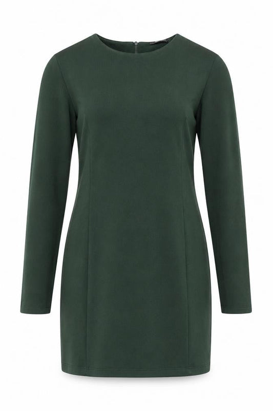 Zara Women’s Green Sheath Dress, M, Elegant Long Sleeve