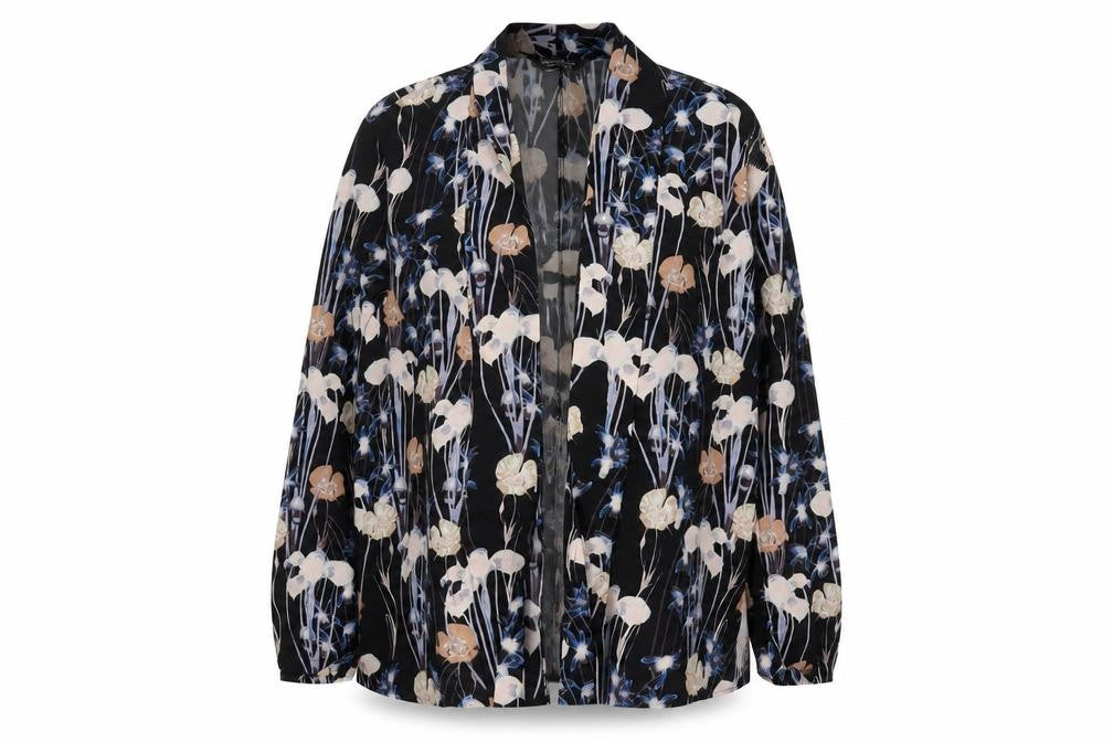 Miss Selfridge Women's Black Floral Open Front Blouse Size 6