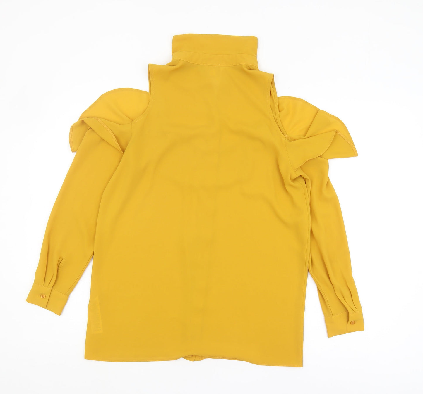 ASOS Women's Yellow Blouse, Size 6, Collared, Cold Shoulder