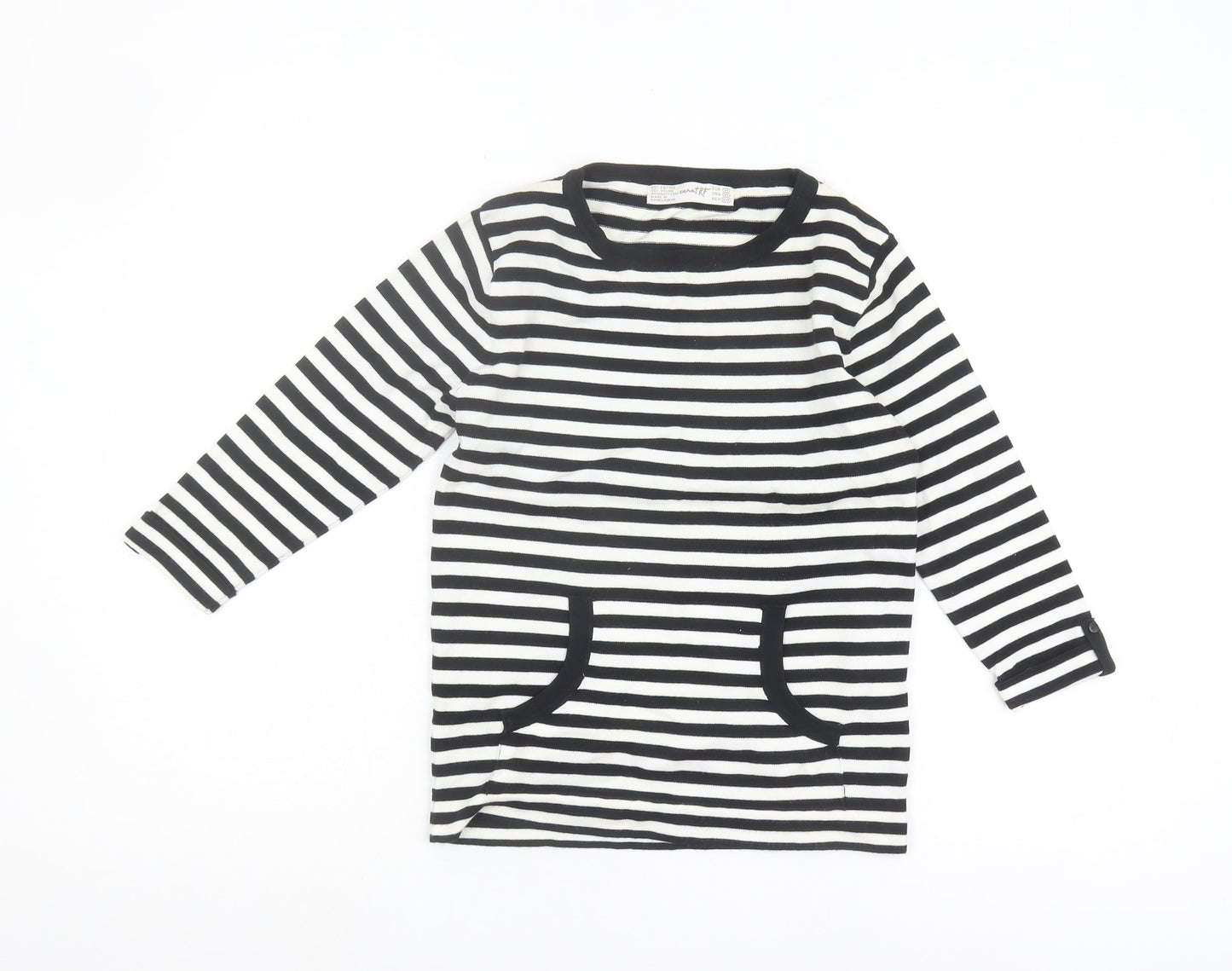 Zara Women's Black Striped Pullover Jumper Size 10