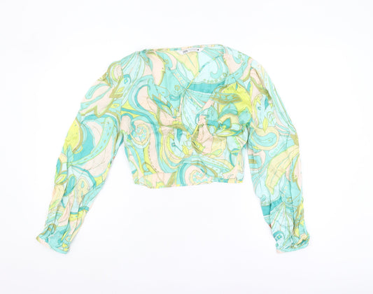 Zara Women's Multicoloured Paisley Cropped Blouse - M