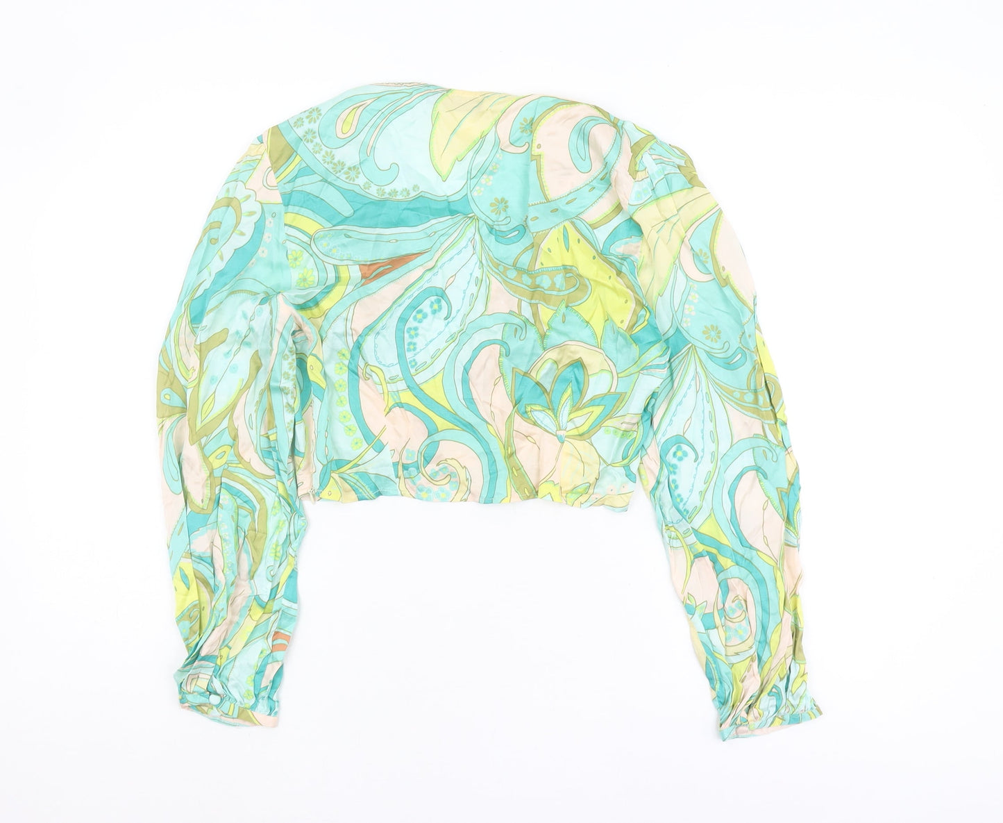 Zara Women's Multicoloured Paisley Cropped Blouse - M
