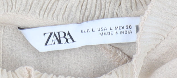 Zara Women's Beige Blouse Long Sleeve L