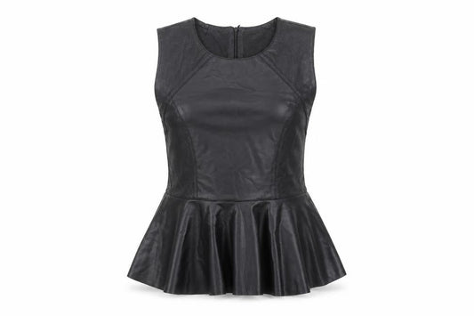 Front view of Urban Mist Black Sleeveless Tank Top - Medium