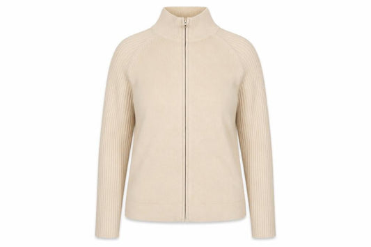 BHS Women Beige Size 12 Full Zip Mock Neck Jumper
