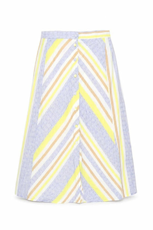 Mango Women's Multicoloured Striped Skirt Size 10