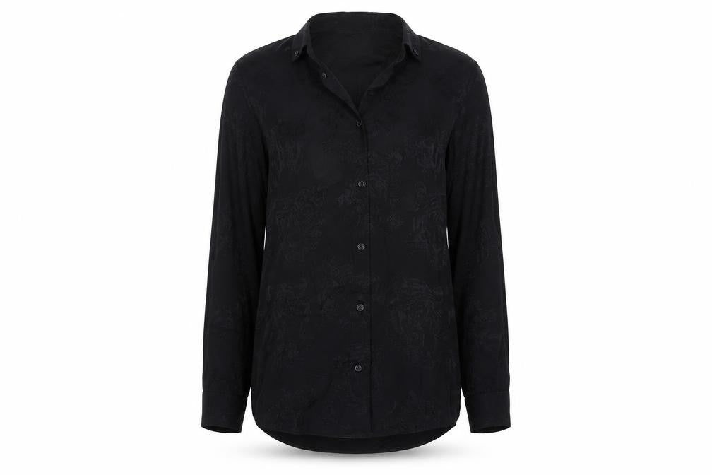 River Island Black Tigers Button-Up Shirt, 2XS, Long Sleeve