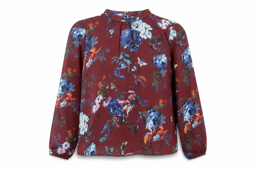 Stradivarius Women's Floral High Neck Tunic Blouse - Size 12