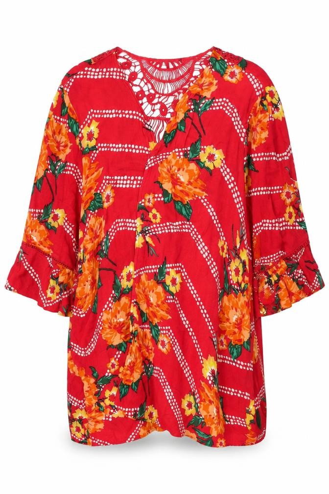 Yours Women's Red Floral Cover Up, Plus Size 26-28