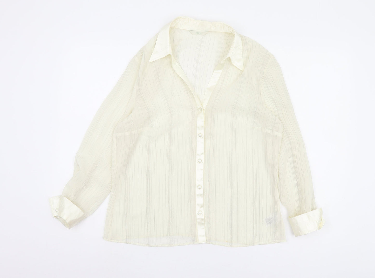 Marks and Spencer Women Beige Button-Up Shirt Size 14