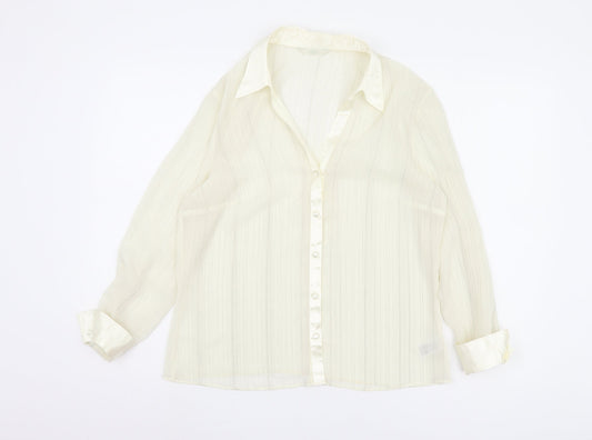Marks and Spencer Women Beige Button-Up Shirt Size 14