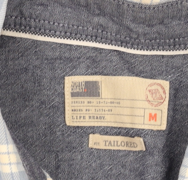 Marks and Spencer Men's Blue Plaid Shirt - Size M