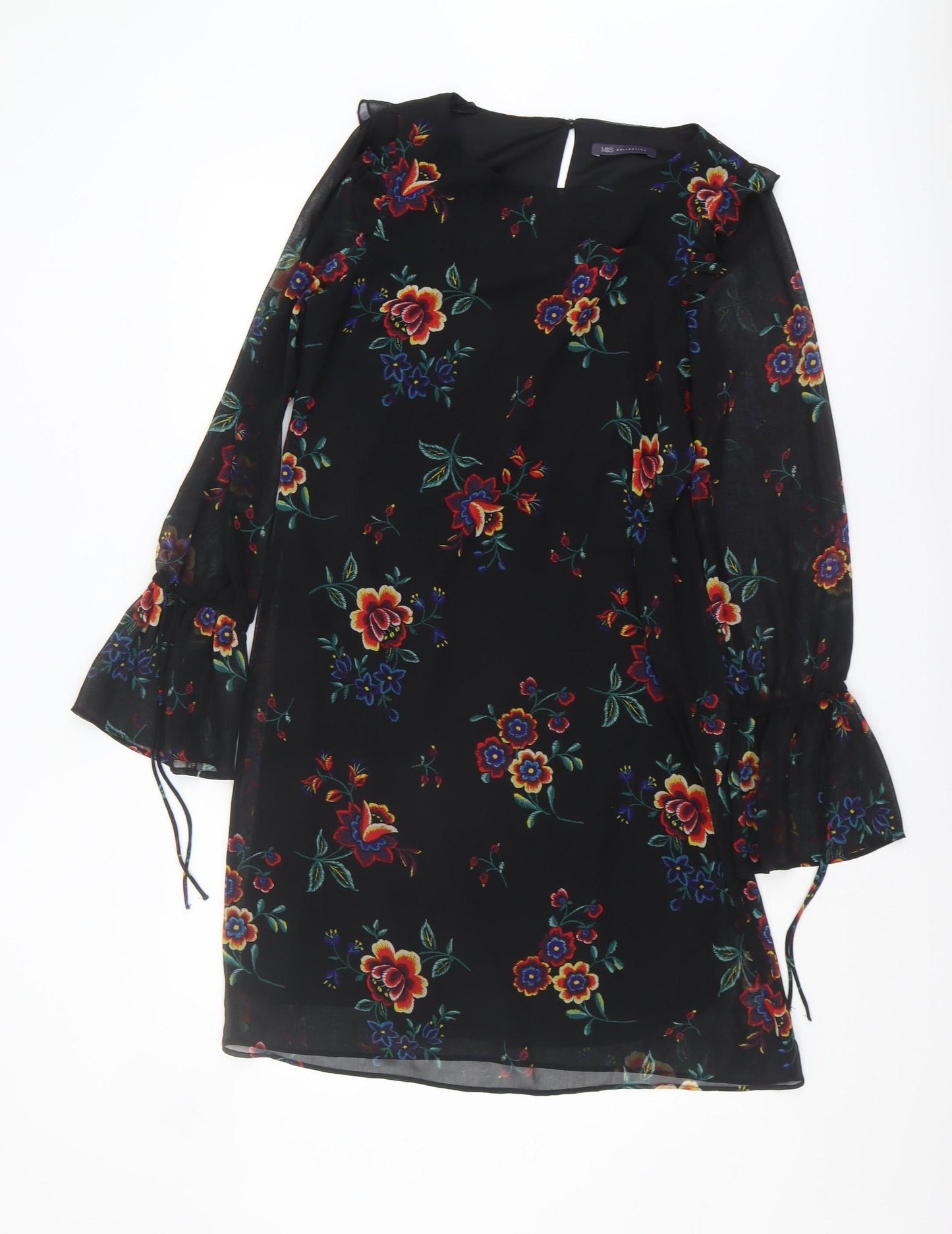 Marks and Spencer Women's Black Floral Shift Dress Size 10
