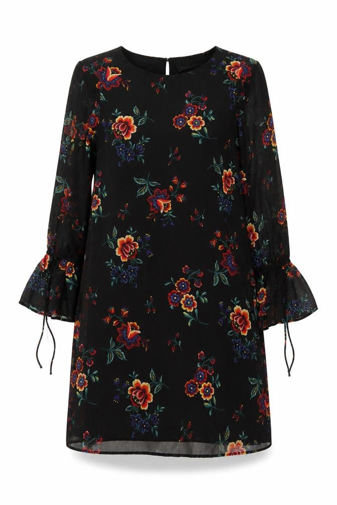 Marks & Spencer Women's Black Floral Shift Dress Size 10