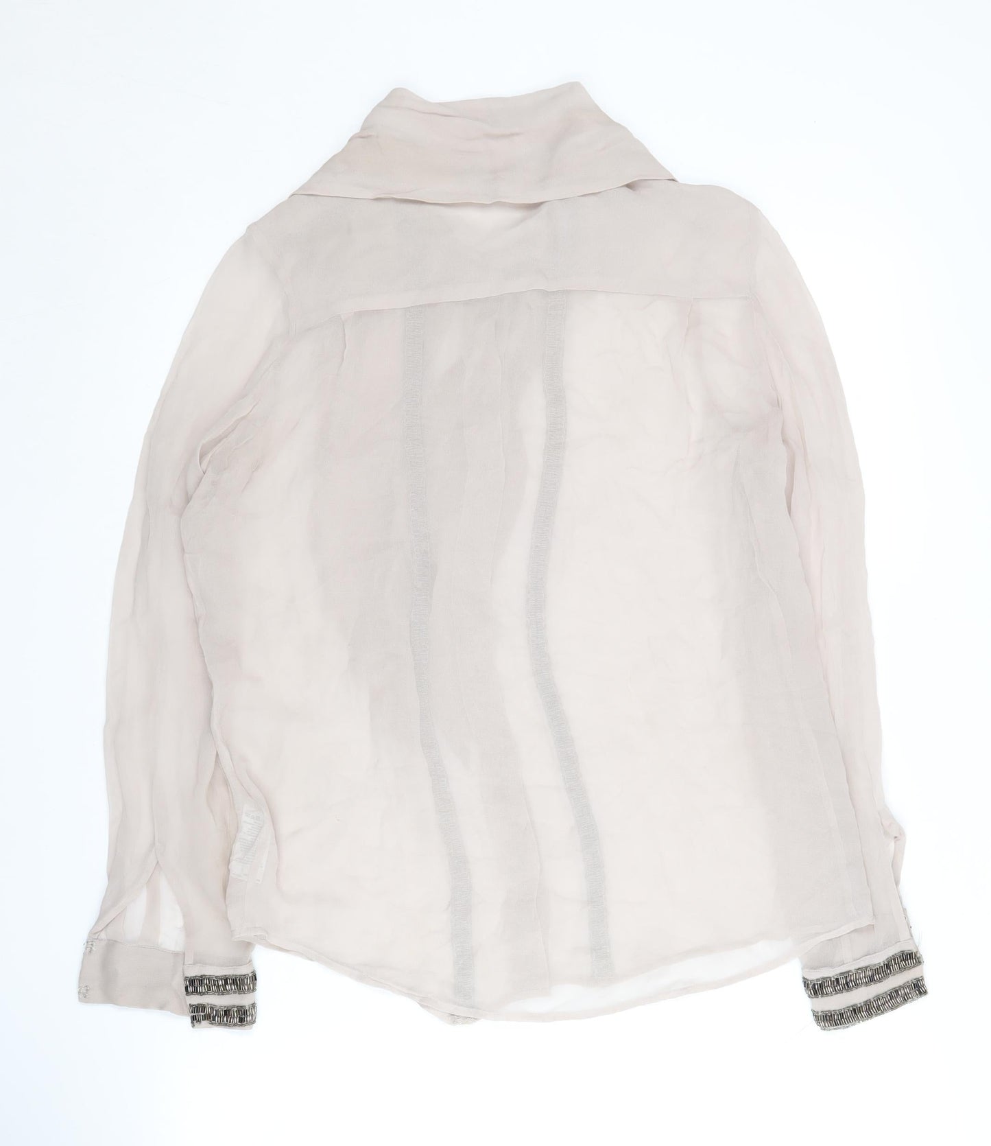 French Connection Women's Beige Silk Blouse Size 8