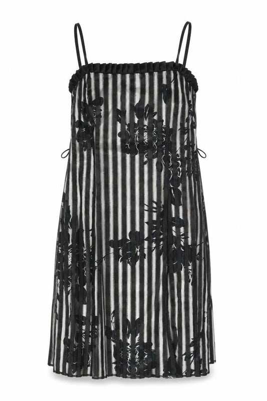 Debut Women's Black Floral Striped Slip Dress Size 16