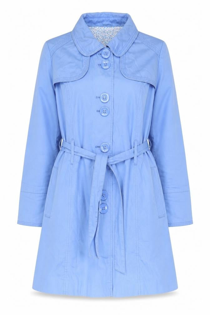 Dunnes Women's Blue Bel Elegance Trench Coat Size 12
