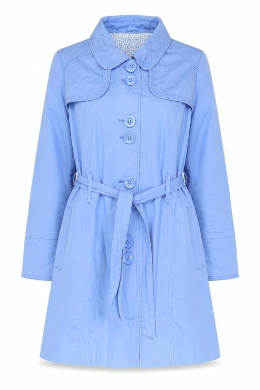 Dunnes Women's Blue Bel Elegance Trench Coat Size 12