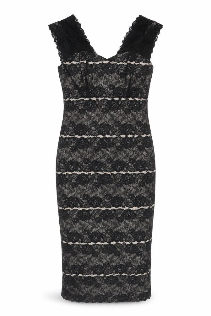 Phase Eight Women's Black Lace Sheath Dress Size 10