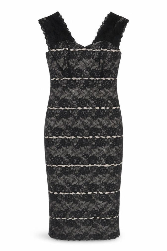 Phase Eight Women's Black Lace Sheath Dress Size 10
