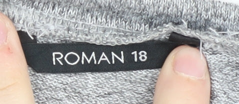 Roman Women Grey Floral Crew Neck Dress Size 18