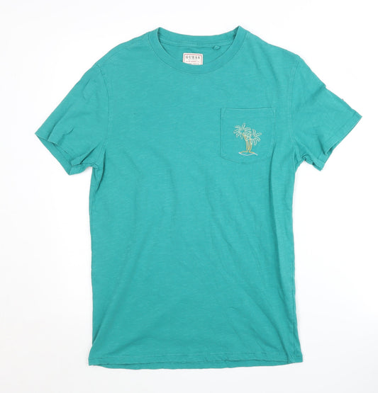 Guess Men's Green Slim Fit T-Shirt, Size S, Summer Style