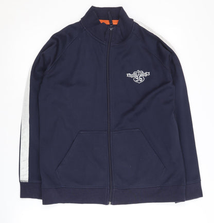 Additional front view of Jasper Conran boys’' blue track jacket, 15 years, full zip style