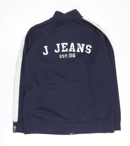 Back view of Jasper Conran boys’' blue track jacket, 15 years, full zip style