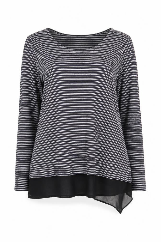 AllSaints Women's Grey Striped Pullover Jumper Size 8