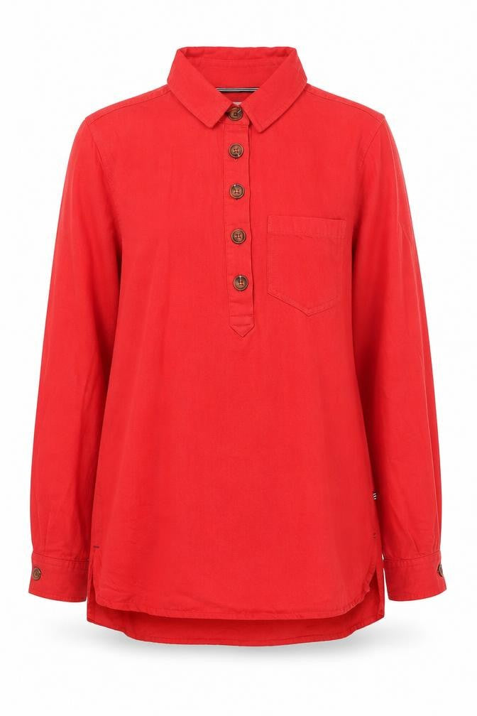 Joules Women's Red Cotton Button-Up Shirt Size 6