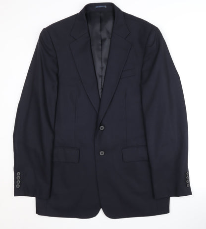 Additional front view of Jaeger Men's Blue Wool Blazer, 40R, Formal Jacket