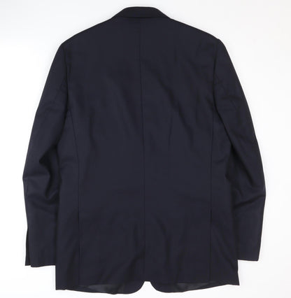 Back view of Jaeger Men's Blue Wool Blazer, 40R, Formal Jacket
