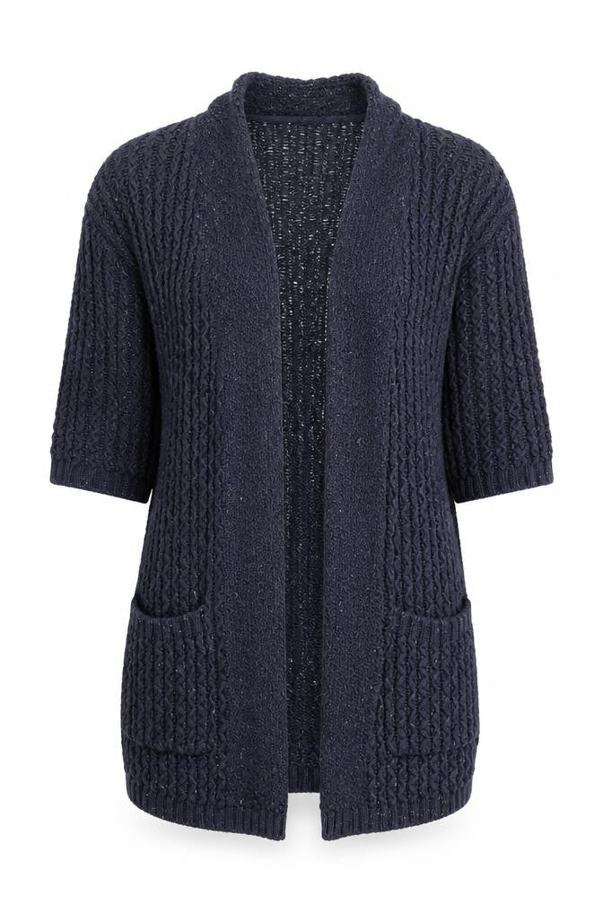 Fat Face Women's Blue Cable-Knit Open Front Cardigan Size 10
