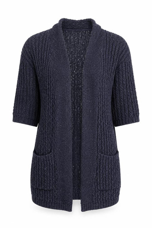 FatFace Women's Blue Cable-Knit Open Front Cardigan Size 10