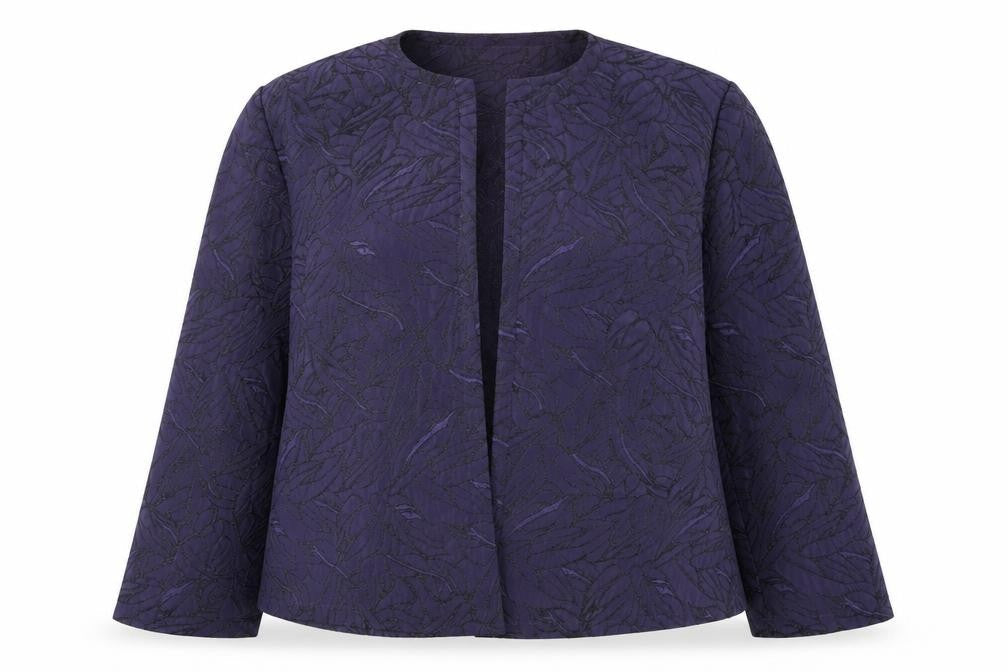 Eastex Women's Purple Jacquard Blazer - Size 12