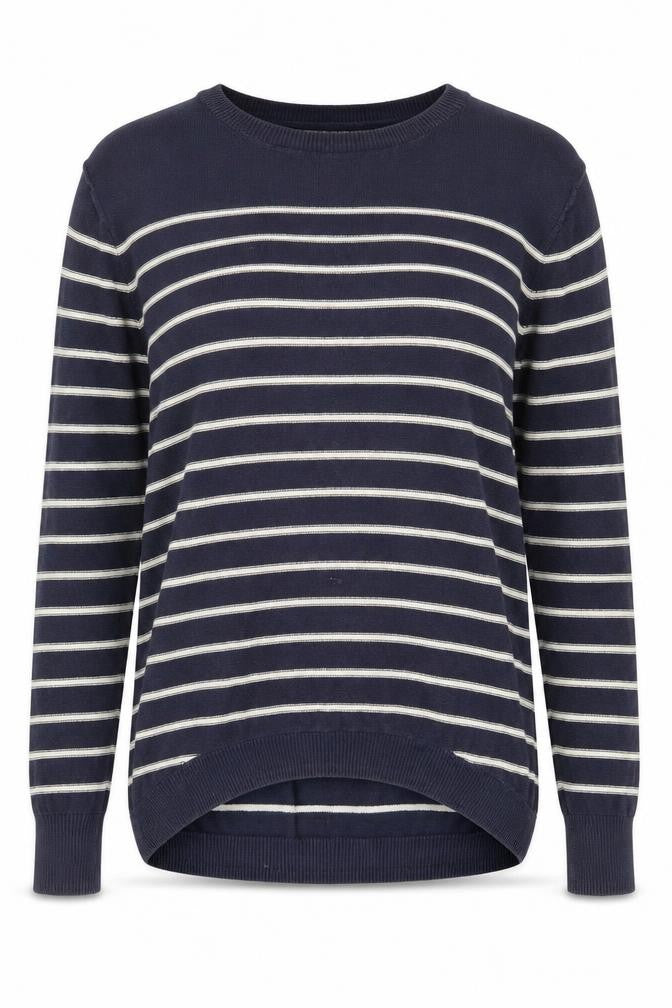 Fat Face Women's Blue Striped Pullover Jumper - Size 8