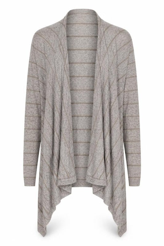 FatFace Women's Grey Striped Open Front Cardigan Size 6