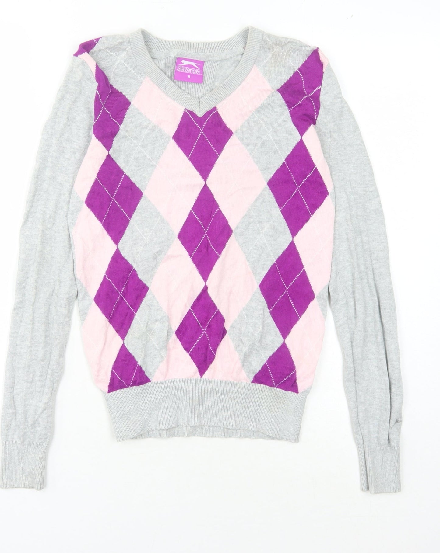 Slazenger Women's Multicoloured V-Neck Jumper Size 8