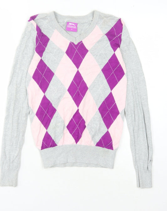 Slazenger Women's Multicoloured V-Neck Jumper Size 8