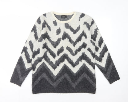 Klass Women's Grey Geometric Knit Jumper Size S