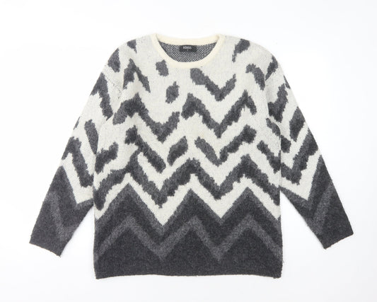 Klass Women's Grey Geometric Knit Jumper Size S