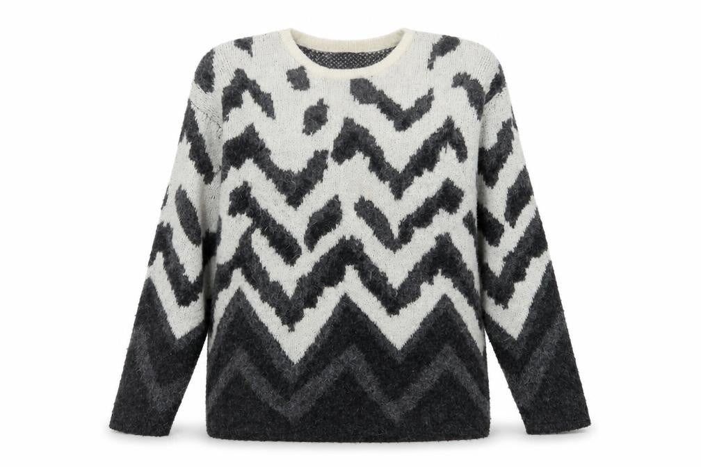 Klass Women's Grey Geometric Knit Jumper Size S