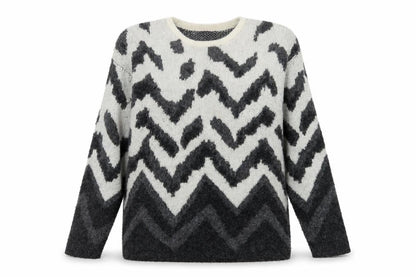 Klass Women's Grey Geometric Knit Jumper Size S