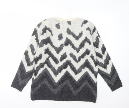 Klass Women's Grey Geometric Knit Jumper Size S